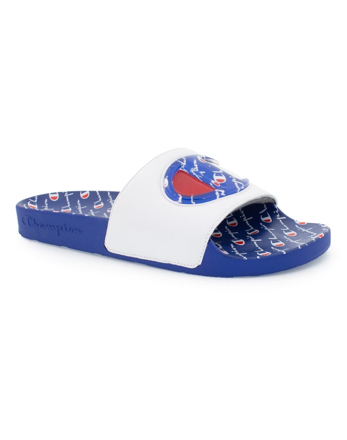 Champion Mens Slides NZ - Ipo Jellie White/Blue ( 2095-OIMSY )